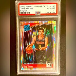 PSA 10 TRAE YOUNG OPTIC SHOCK PRIZM RATED ROOKIE SP